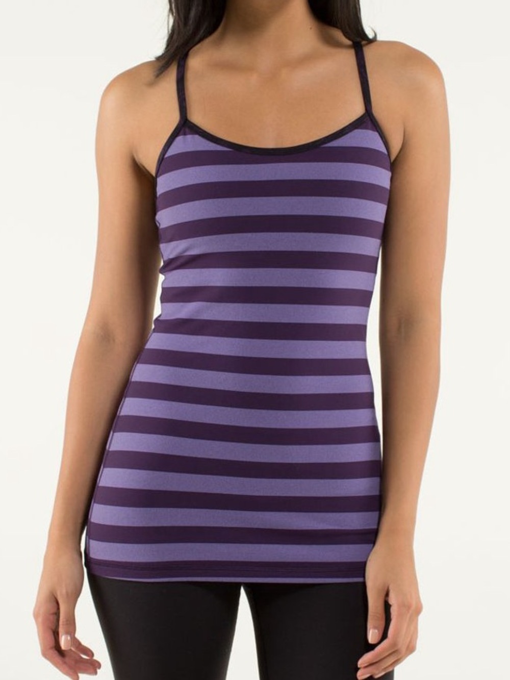 Lululemon Power Y Tank | Purple Striped Workout Top